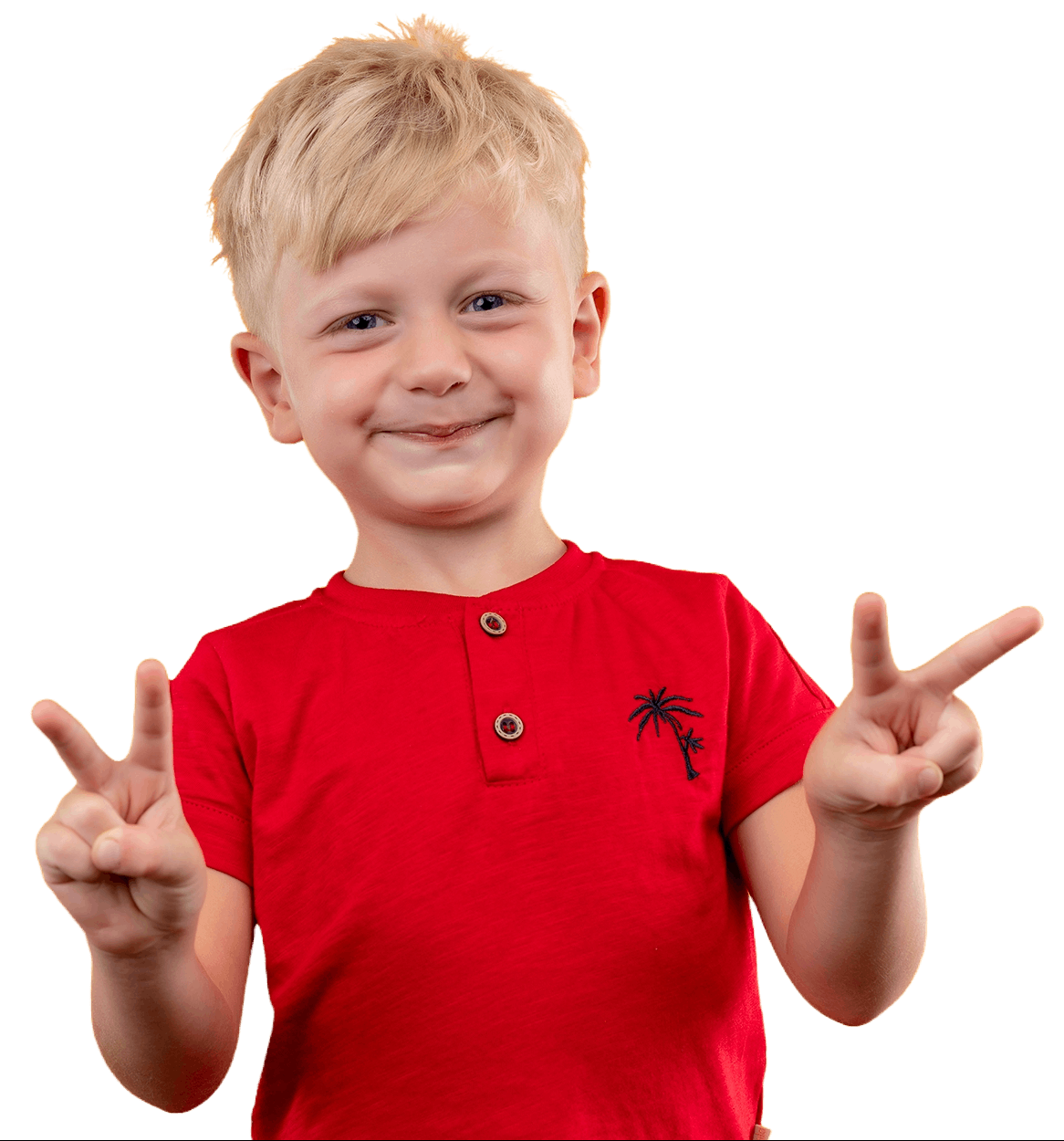 boy peace sign no background